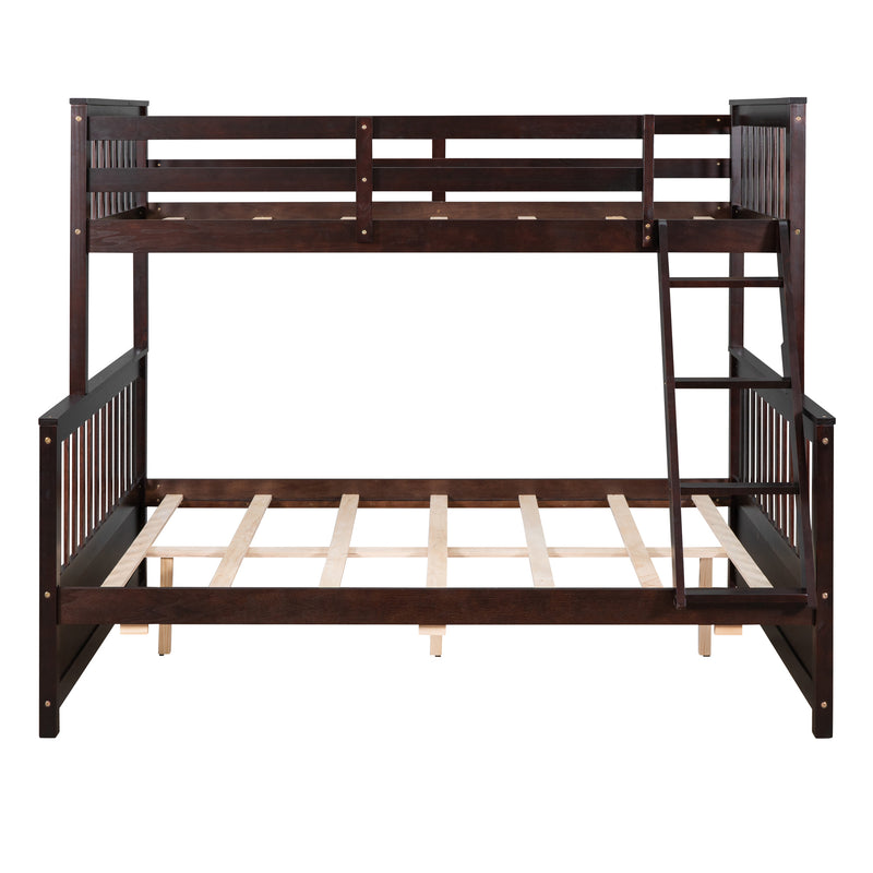 Twin-Over-Full Bunk Bed with Ladders and Two Storage Drawers(Espresso)( old sku:LT000165AAP）