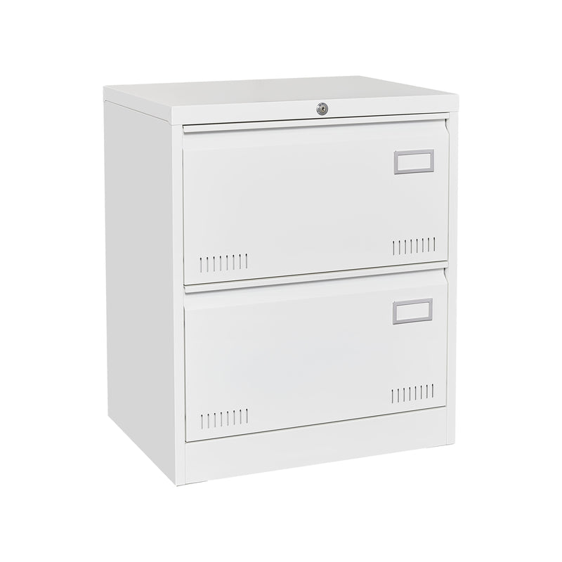 Filing Cabinet Lateral File Cabinet With Lock, 2 Drawer, For Legal / Letter / A4 / F4 Home Office - White