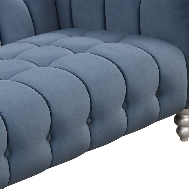 Modern Sofa Dutch Fluff Upholstered Sofa With Solid Wood Legs, Buttoned Tufted Backrest