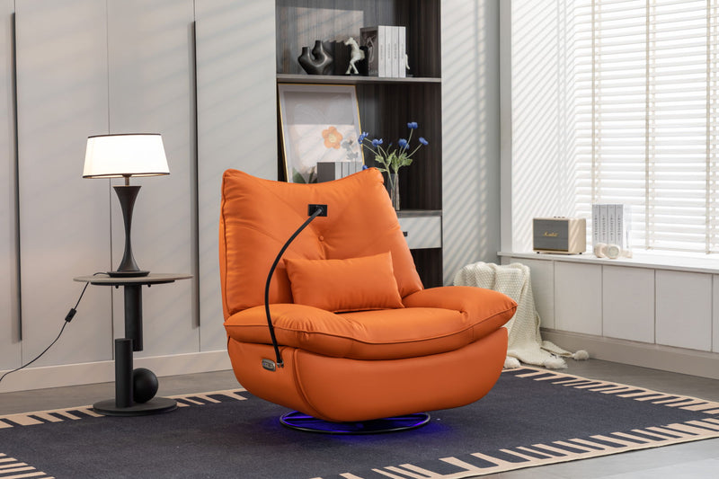 270 Swivel Glider Recliner Chair, Power Recliner Rocking Chair, USB Port Charge For Nursery Chair With Atmosphere Lamp For Living Room Bedroom Apartment