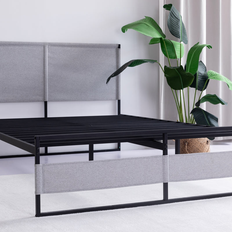 V4 Metal Bed Frame 14 Inch Queen Size with Headboard and Footboard, Mattress Platform with 12 Inch Storage Space