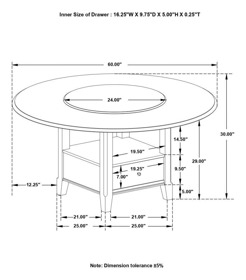 Twyla - Round Dining Table With Removable Lazy Susan - Dark Cocoa