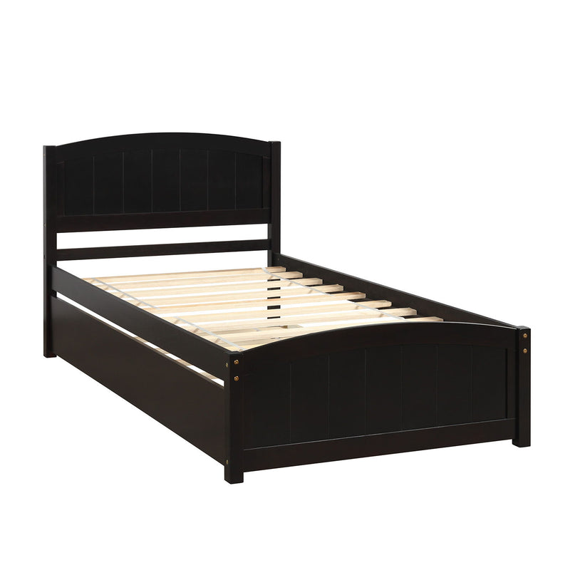 Twin Size Platform Bed With Trundle - Espresso