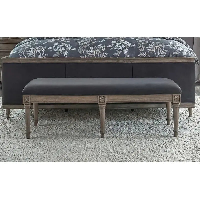 French Gray Upholstered Bench