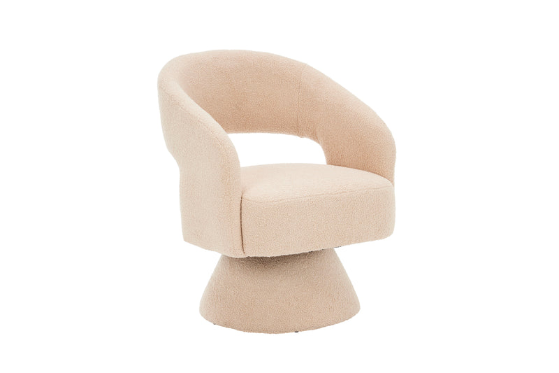 Swivel Accent Chair Armchair, Round Barrel Chair For Living Room Bedroom - Teddy Fabric