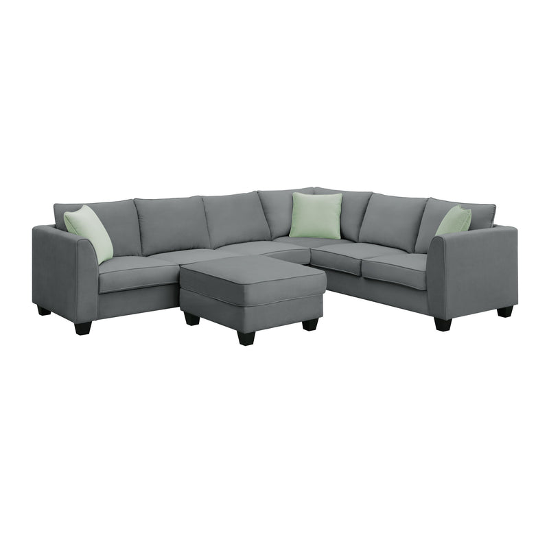 Sectional Sofa Couches Living Room Sets, 7 Seats Modular Sectional Sofa With Ottoman, L Shape Fabric Sofa Corner Couch Set With 3 Pillows