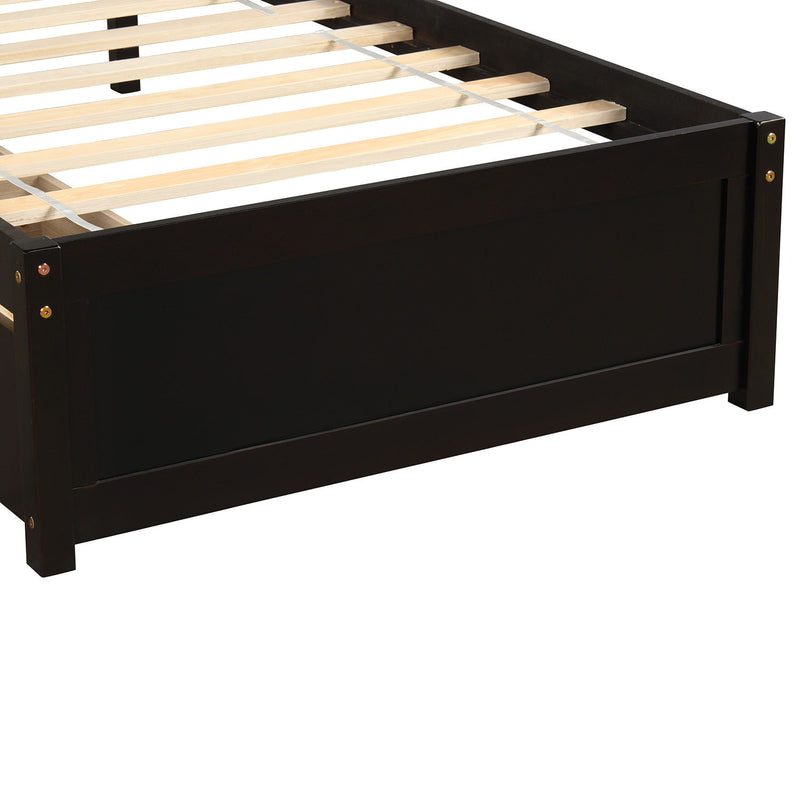 Twin Platform Storage Bed Wood Bed Frame With Two Drawers And Headboard - Espresso