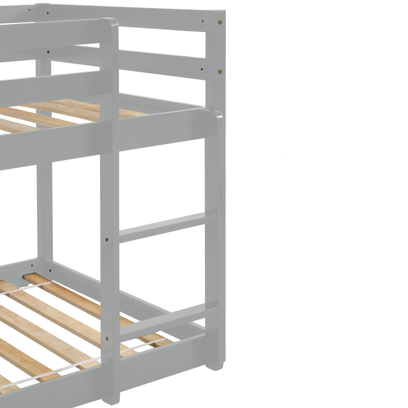 Twin over Twin Floor Bunk Bed,Grey(New SKU:W504P148536)