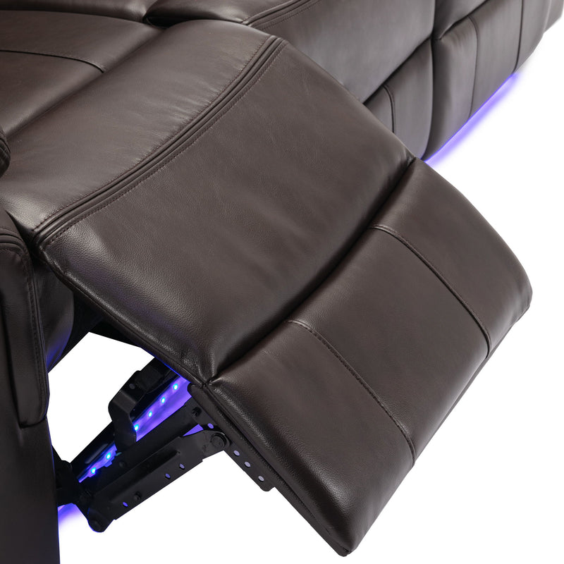 Home Theater Seating Manual Recliner Loveseat With Hide-Away Storage, Cup Holders And Led Light Strip For Living Room