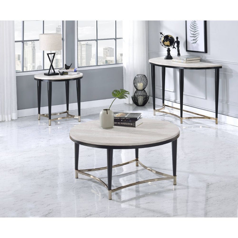 Ayser - Coffee Table - White Washed & Black