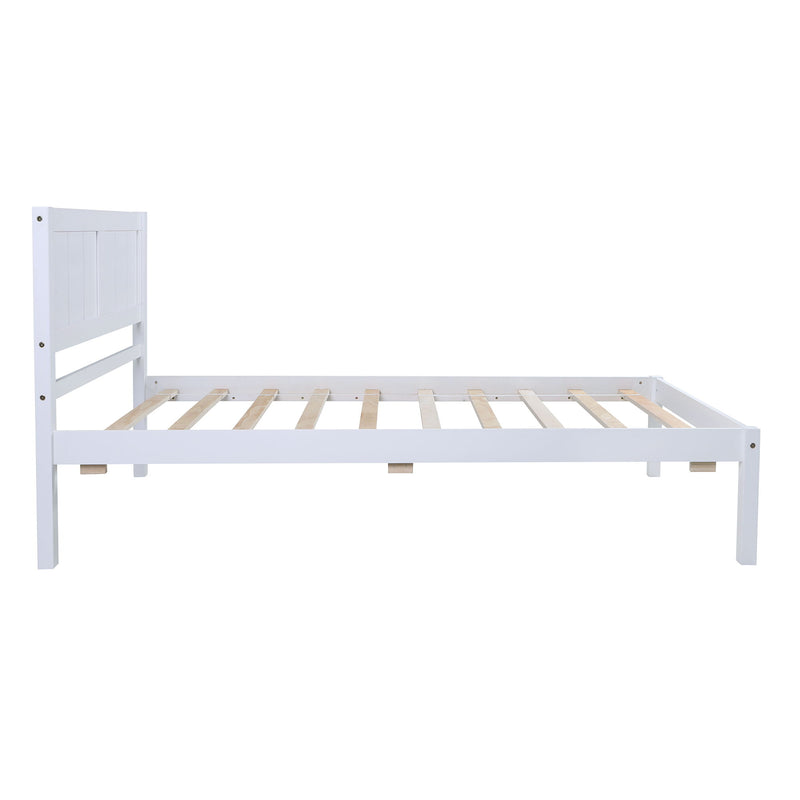 Twin Size Platform Bed With Headboard - White