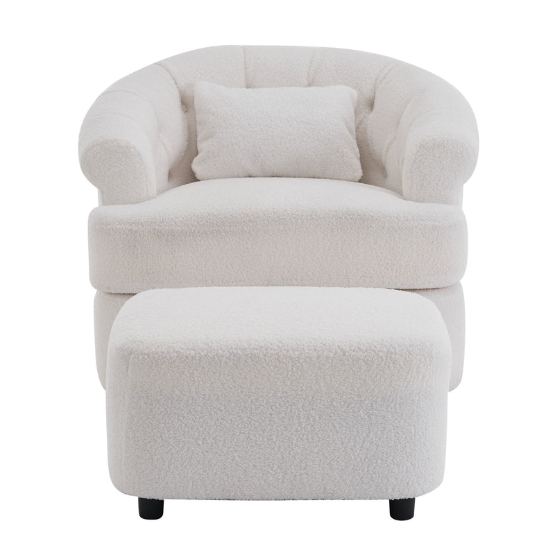 Swivel Chair With Ottoman, Modern Luxury Velvet Swivel Accent Chair, Comfy Round Armchair, Single Sofa Armchair With Lounge Seat For Bedroom / Office / Reading Spaces