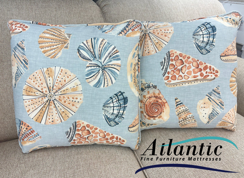 Coastal Throw Pillows- LOBO BLUE. Set of Two.