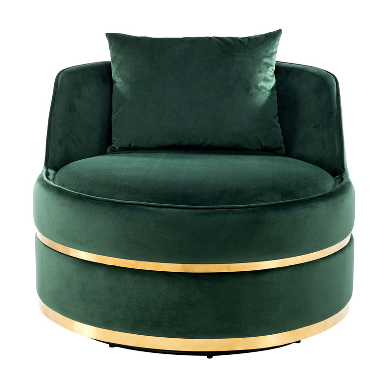 360° Swivel Accent Chair Velvet Modern Upholstered Barrel Chair Over-Sized Soft Chair With Seat Cushion For Living Room