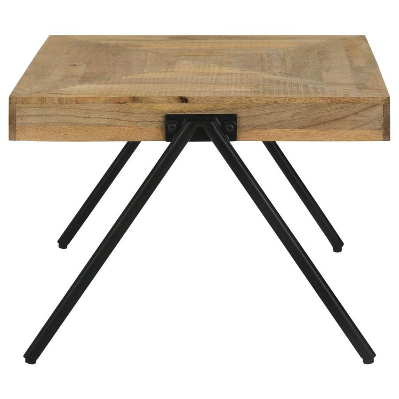 Avery - Rectangular Coffee Table With Metal Legs - Natural And Black