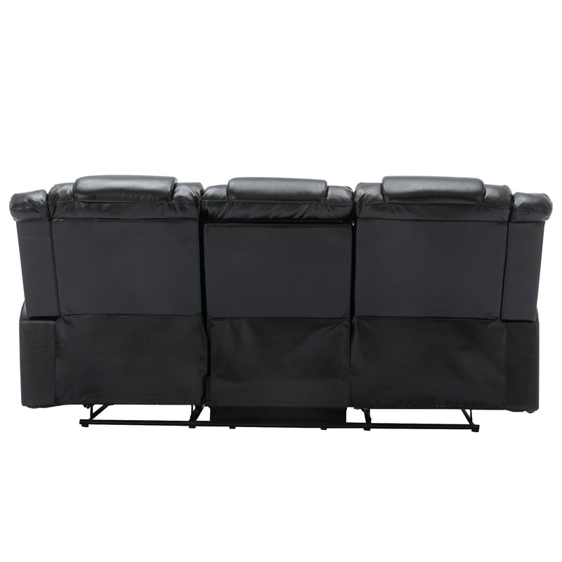 3 Seater Home Theater Recliner Manual Recliner Chair With Two Built-In Cup Holders For Living Room