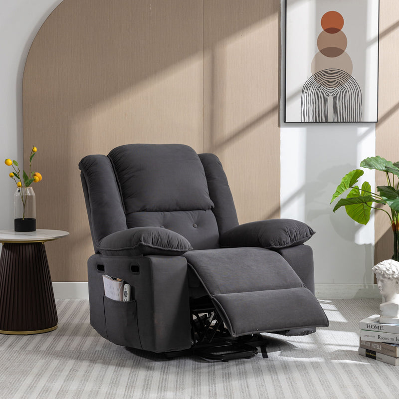 Massage Recliner, Power Lift Chair For Elderly With Adjustable Massage And Heating Function, Recliner Chair With Infinite Position And Side Pocket For Living Room