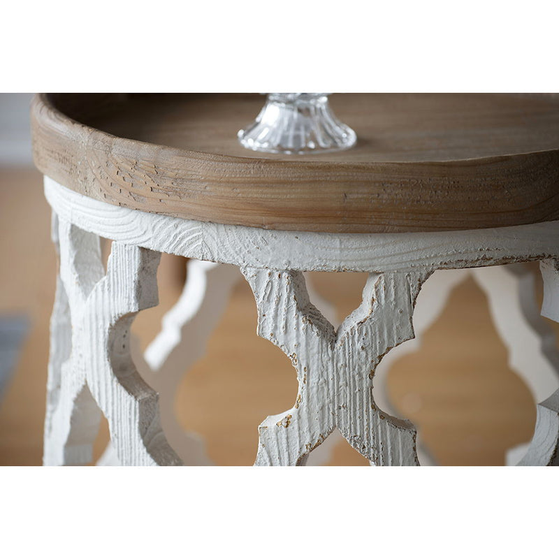 Large Distressed Side Table - White