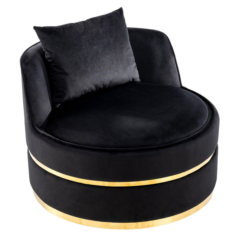 360° Swivel Accent Chair Velvet Modern Upholstered Barrel Chair Over-Sized Soft Chair With Seat Cushion For Living Room