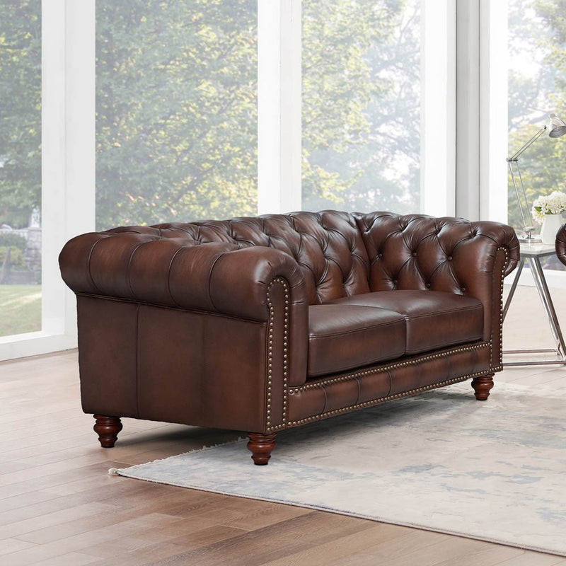 Alton Bay - Top Grain Leather Loveseat - Brown