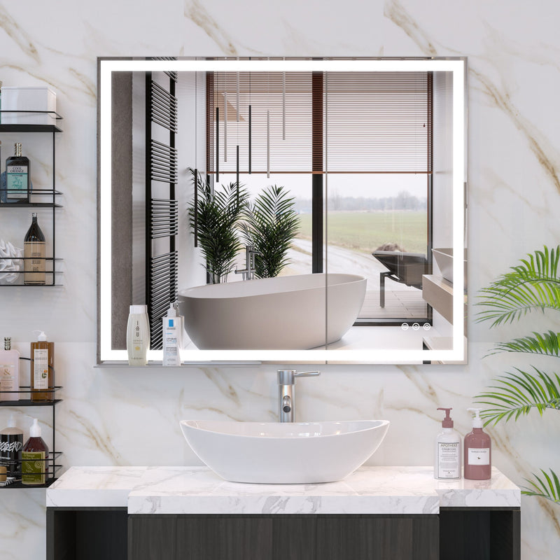 LED Bathroom Vanity Mirror Wall Mounted Adjustable White / Warm / Natural Lights Anti-Fog Touch Switch With Memory Modern Smart Large Bathroom Mirrors