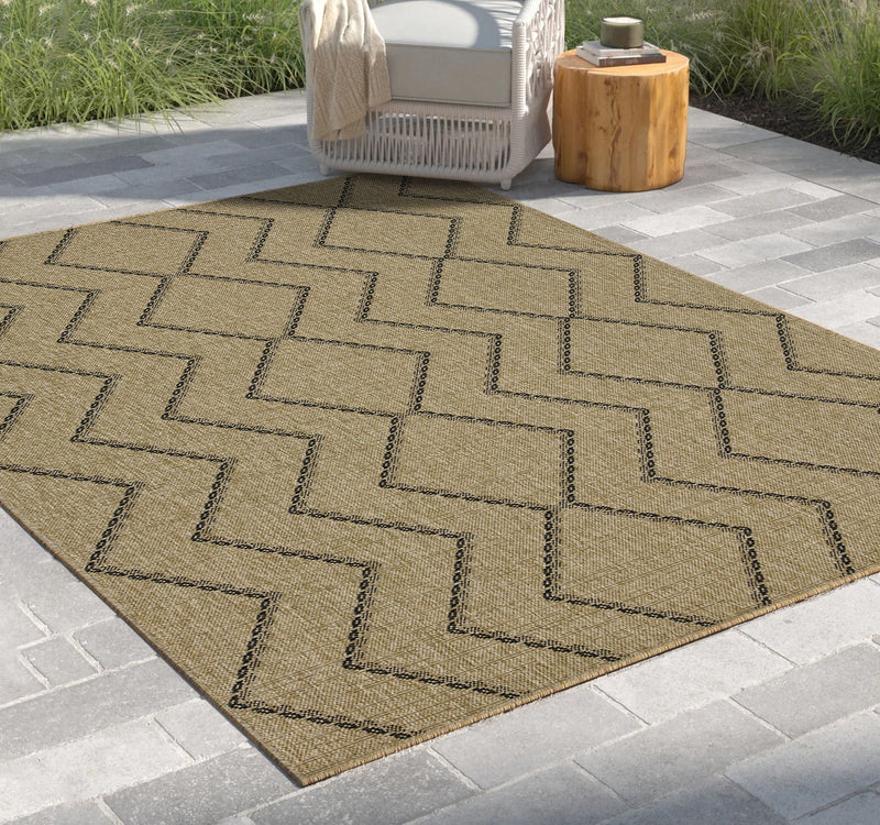 Earth - 5'3" X 7'3" Indoor / Outdoor Area Rug - Black / Natural