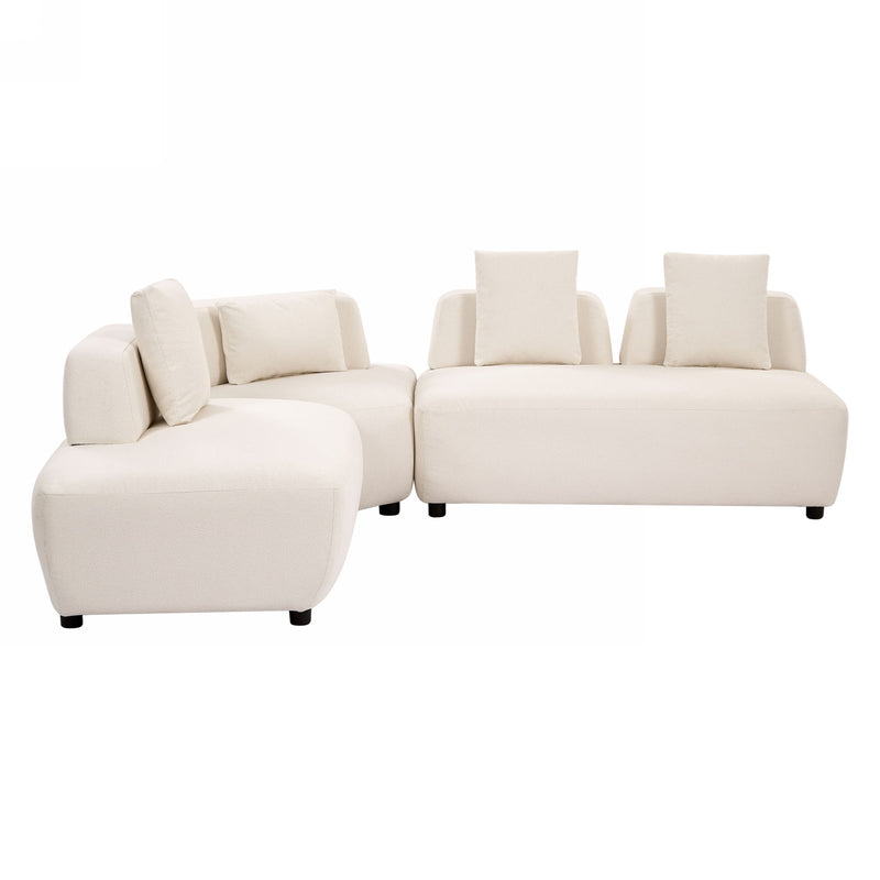 Contemporary 3 Piece Sectional Sofa Free Convertible Sofa With Four Removable Pillows For Living Room