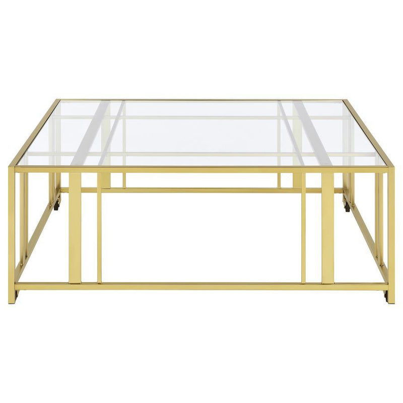 Adri - Square Glass Top Coffee Table With Casters