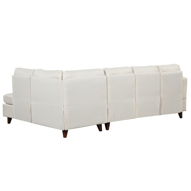 Modern Linen Fabric Sofa, L-Shape Couch With Chaise Lounge, Sectional Sofa With One Lumbar Pad