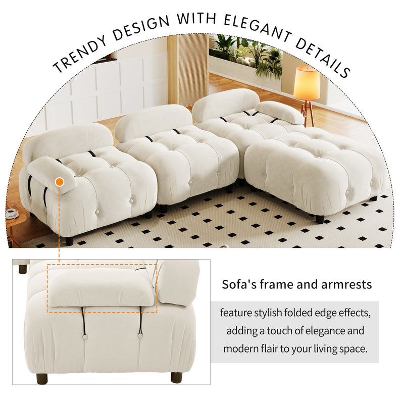 U_STYLE Upholstery Modular Convertible Sectional Sofa, L Shaped Couch with Reversible Chaise