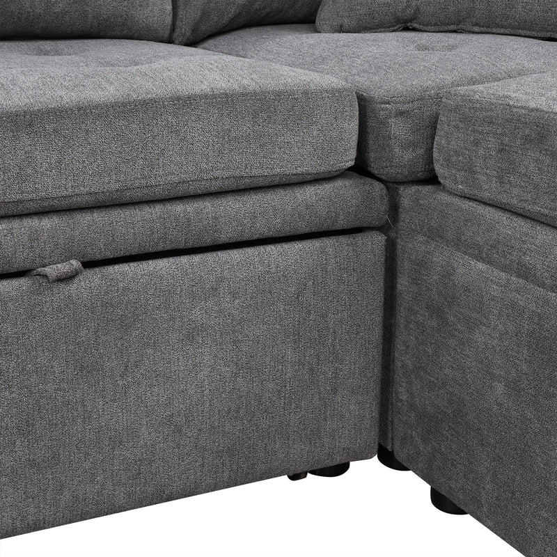 Oversized Sectional Sofa U-Shaped Sofa Couch Pull-Out Sofa Bed With Two Throw Pillows For Living Room