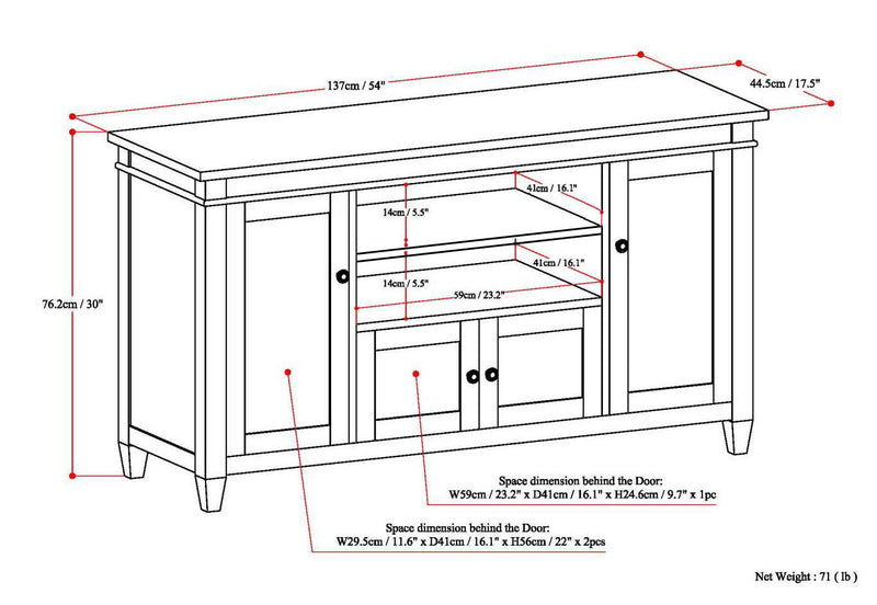 Carlton - TV Media Stand - Dark Tobacco Brown