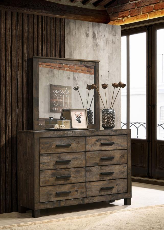 Woodmont - 8-Drawer Dresser With Mirror - Rustic Golden Brown