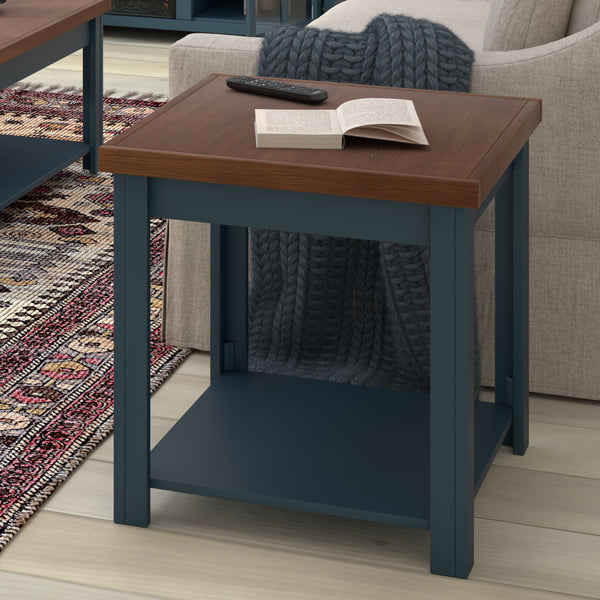 Nantucket - 24" Side Table - Blue Denim And Whiskey