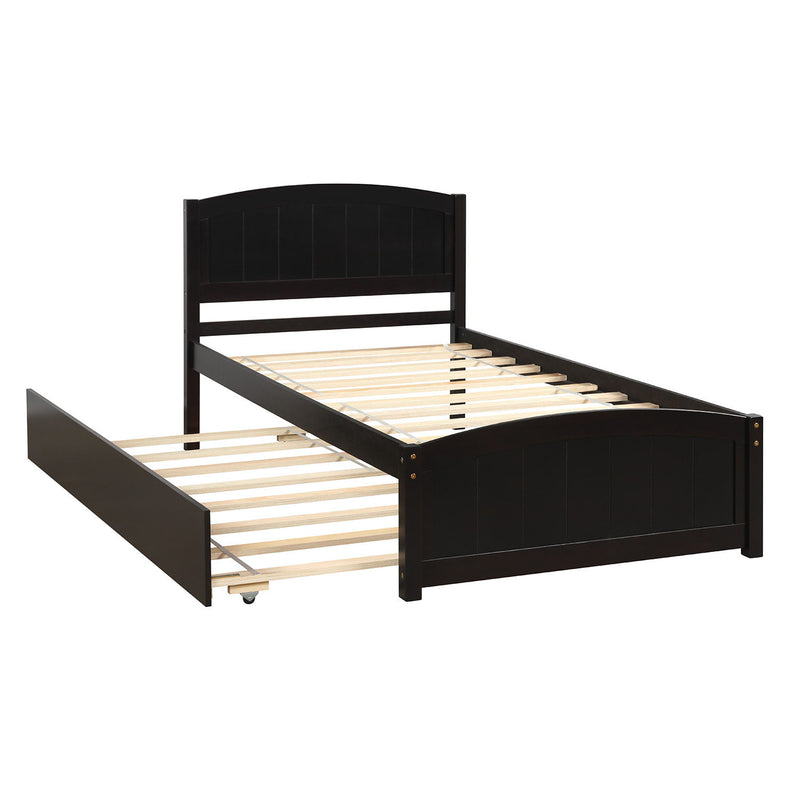 Twin Size Platform Bed With Trundle - Espresso