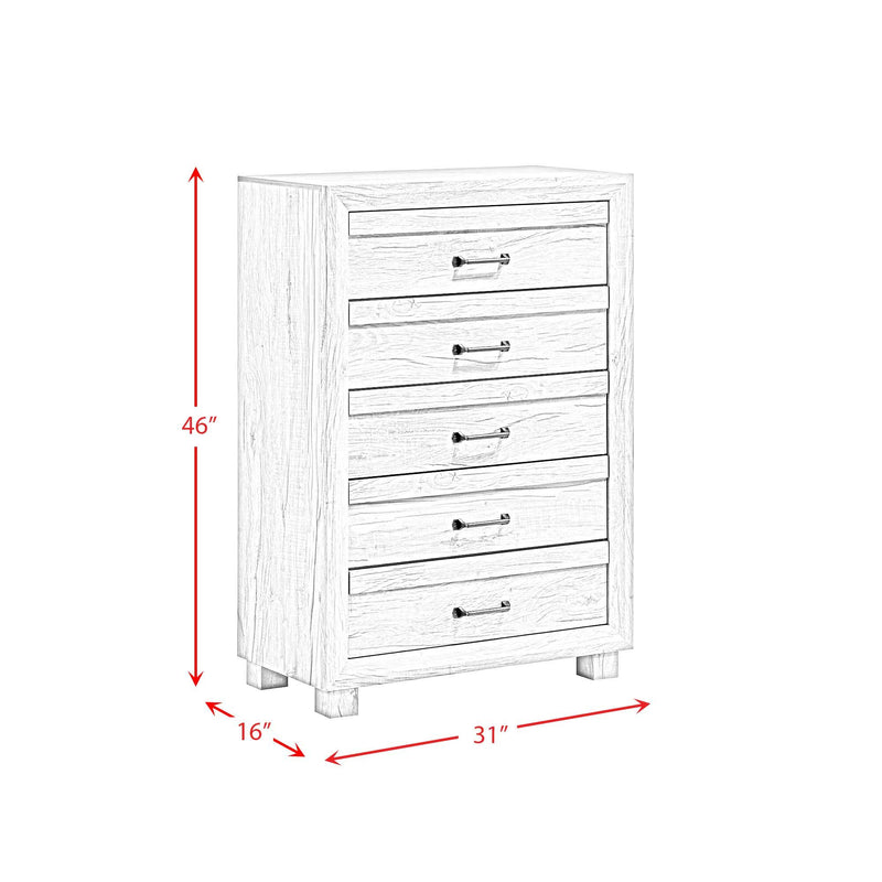 Fort Worth - 5 Drawer Chest - White