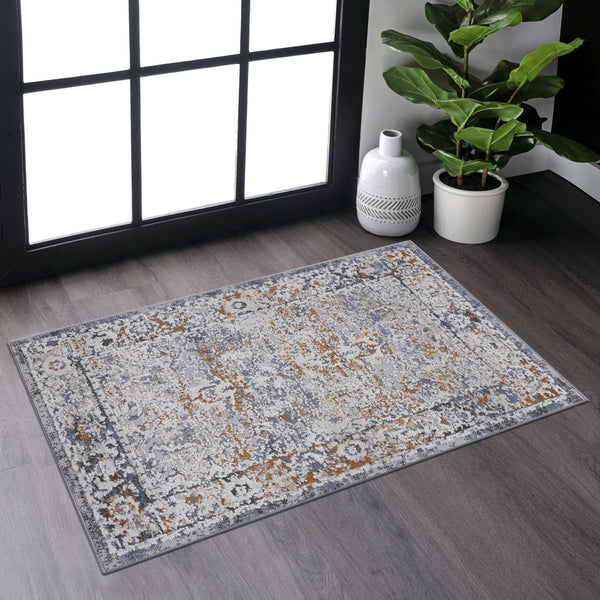 Payas - 2' x 3' Traditional Non-Shedding Living Room Bedroom Dining Home Office Stylish And Stain Resistant Area Rug - Ivory / Gray