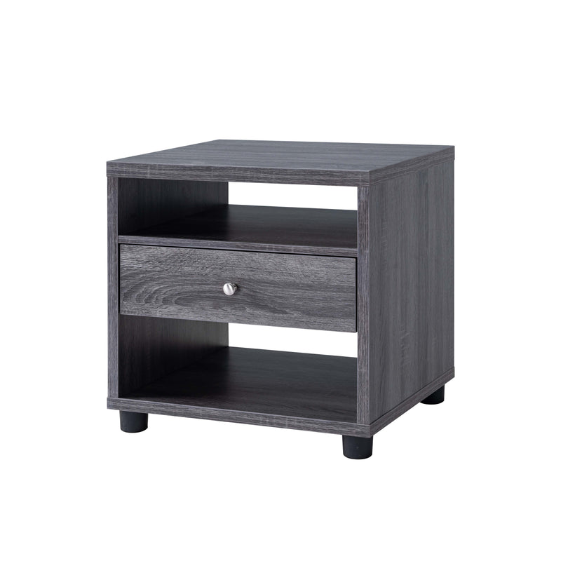 20" End Table, Entryway Display Storage Cabinet With One Drawer - Distressed Grey & Black