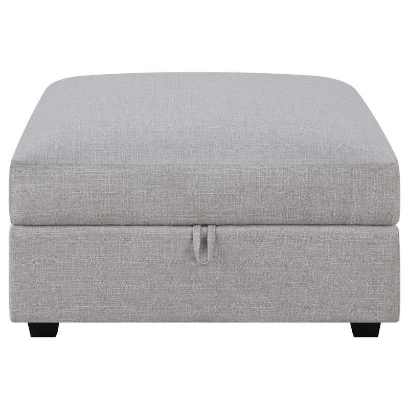 Cambria - Upholstered Square Storage Ottoman - Gray