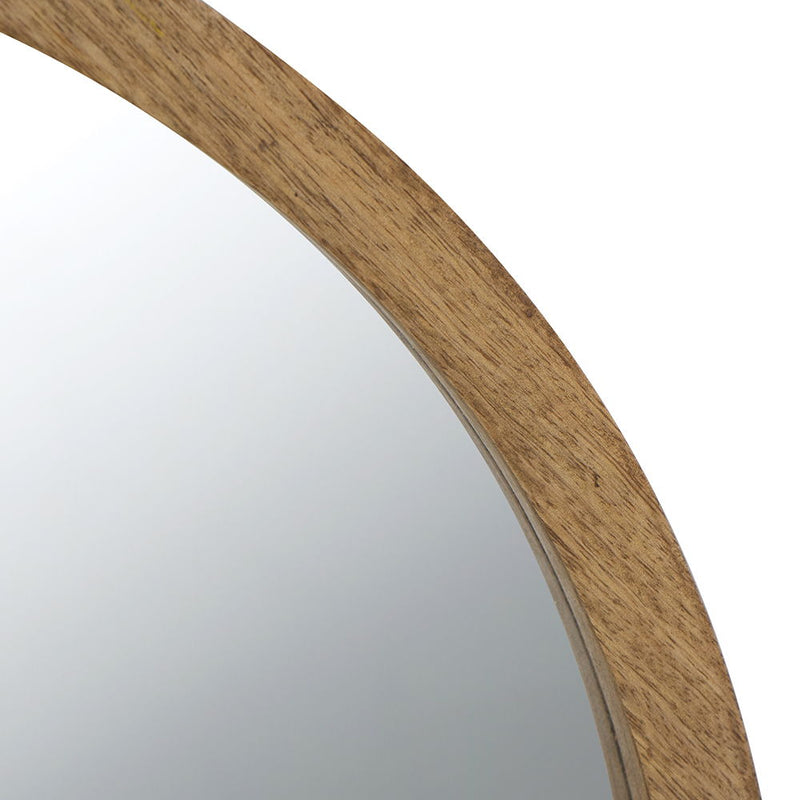 Circle Wall Mirror With Wooden Frame And Walnut Finish, Wall Mirror For Living Room Dining Room