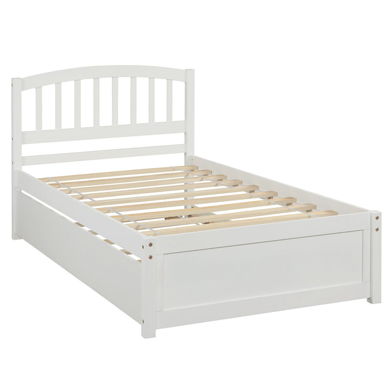 Twin Size Platform Bed Wood Bed Frame With Trundle