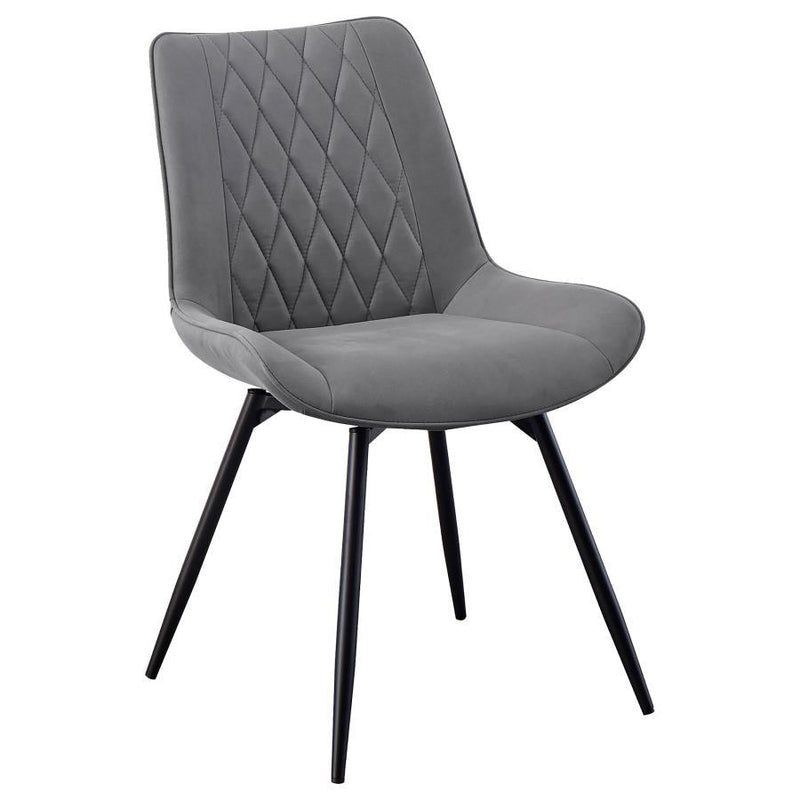 Diggs - Upholstered Tufted Swivel Dining Chairs (Set of 2) - Gray And Gunmetal