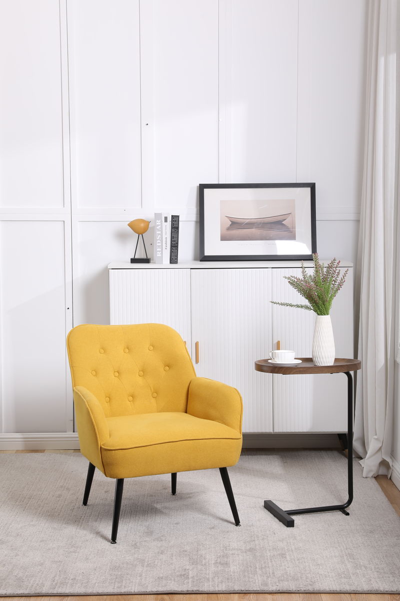 Modern Mid-Century Chair Linen Sherpa Armchair