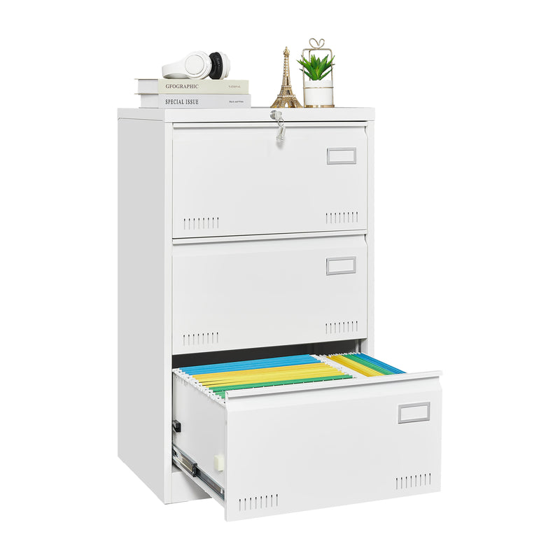 Filing Cabinet Lateral File Cabinet 3 Drawer, Locking Metal File Cabinets Three Drawer, Office Filing Cabinet With Lock Drawers For Home Office