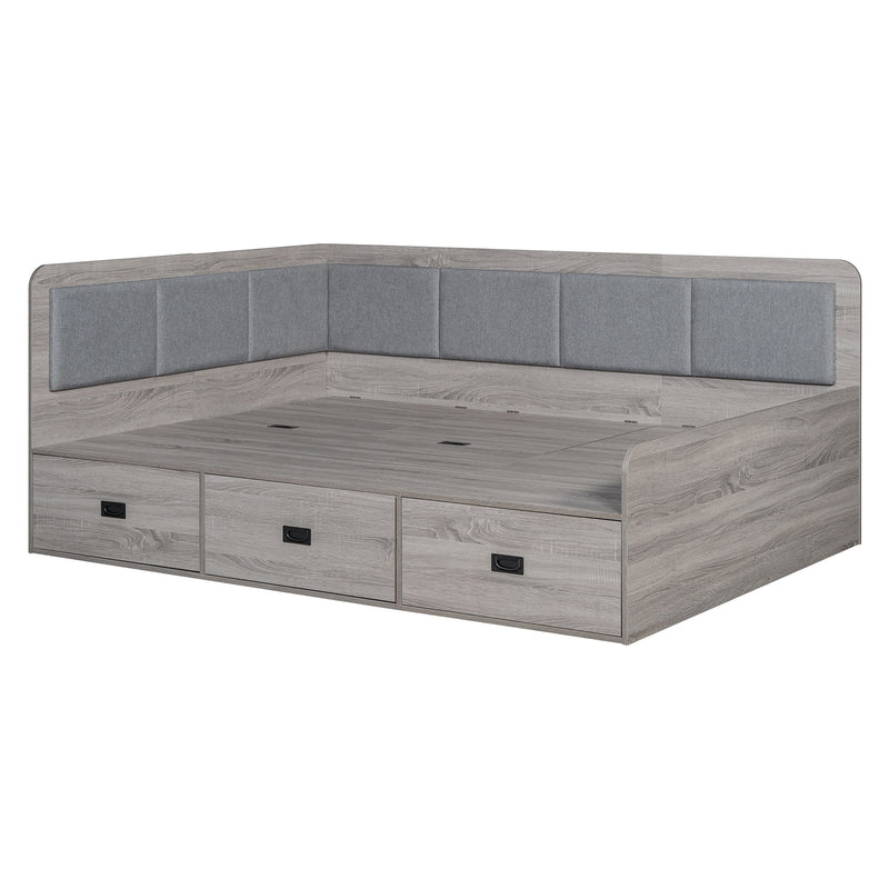 Full Size Daybed With Three Drawers And Three Storage Compartments - Gray