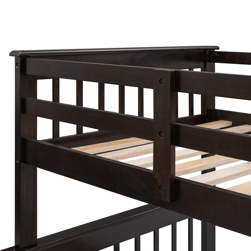 Stairway Twin-Over-Full Bunk Bed with Drawer, Storage and Guard Rail for Bedroom, Dorm, for Adults, Espresso color( old sku: LP000219AAP )