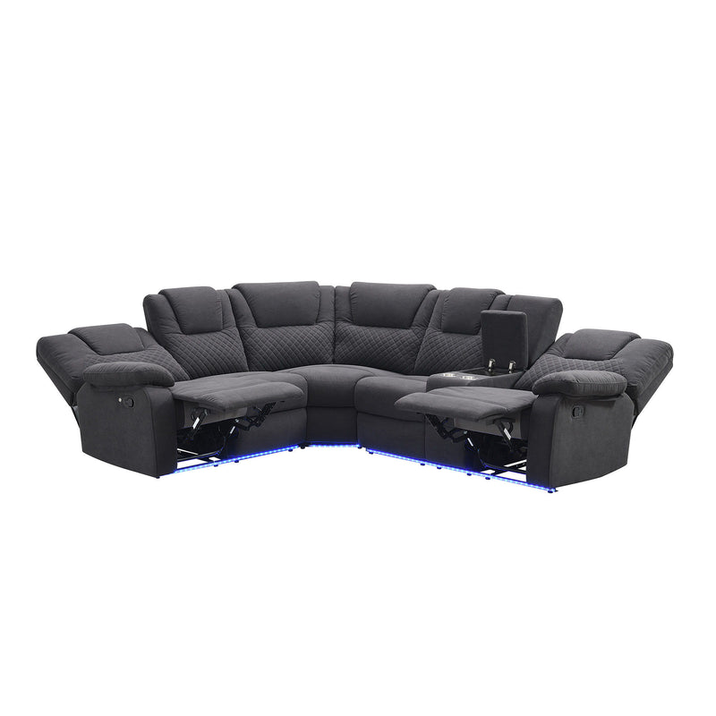 Home Theater Seating Modern Manual Recliner Sofa Chairs With Storage Box And Two Cup Holders For Living Room - Black Gray