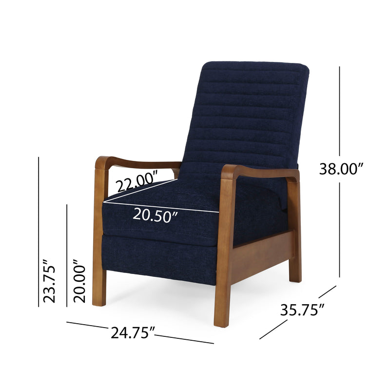 Fabric Wood Hand Manual Club Recliner