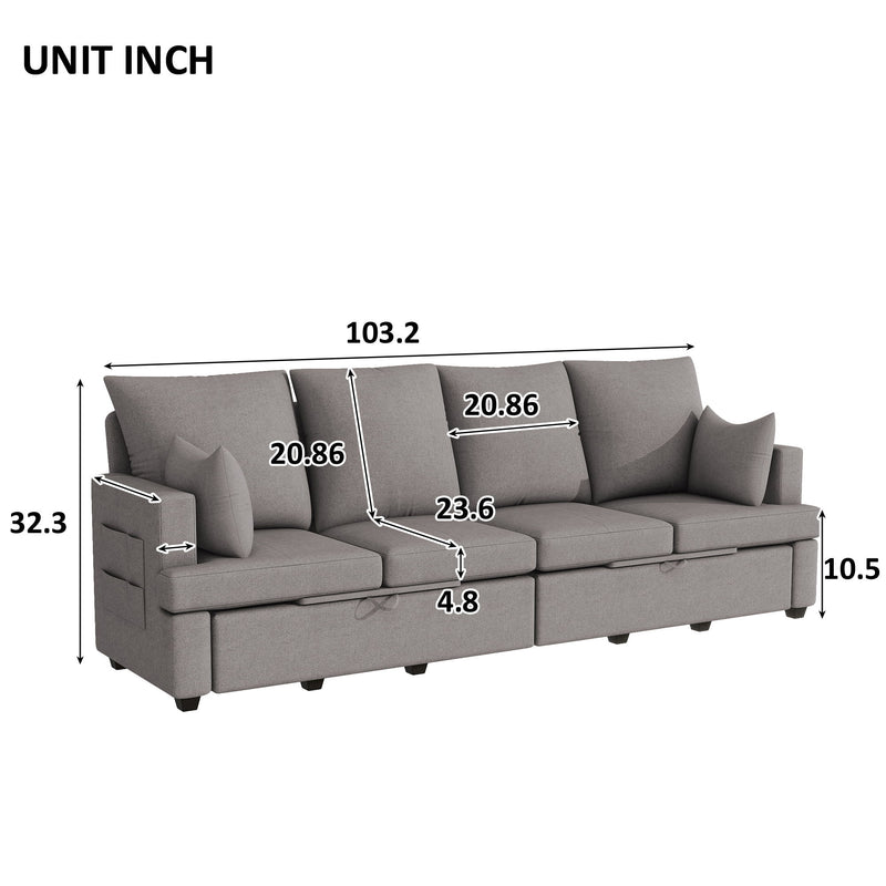 Modern Modular Sofa, Chenile Sectional Couch Set With 2 Pilows Included, Freely Combinable Indoor Funiture For Living Room, Apartment, Office