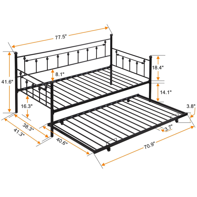 Twin Daybed With Trundle - Black